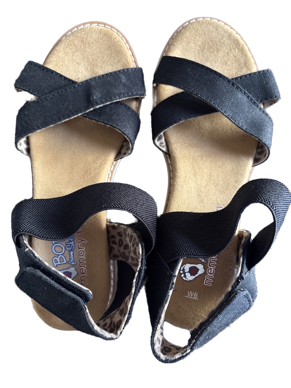 BOBS from Skechers Black Women’s Strappy Memory Foam Sandals